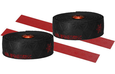Supacaz Super Sticky Kush Galaxy Direction Ribbon Black Rouge, y compris le bouchon de direction en aluminium
