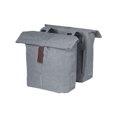 Basil City sacoche double pour vélo gris, déperlant, adapté aux vélos électriques, réfléchissant, 28-32L