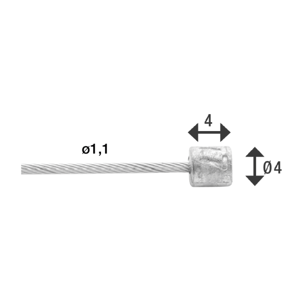 Câble intérieur de changement de vitesse Elvedes 2250mm acier inoxydable lisse ø1.1mm N-nipple (100 pièces)