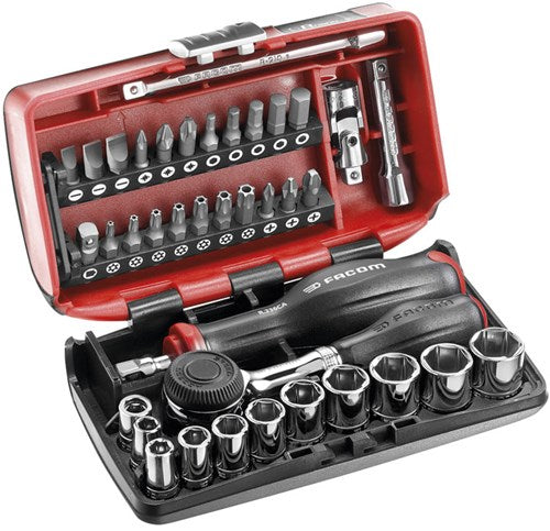 Coffret à prises Facom à cliquet avec poignée rotative 1 4