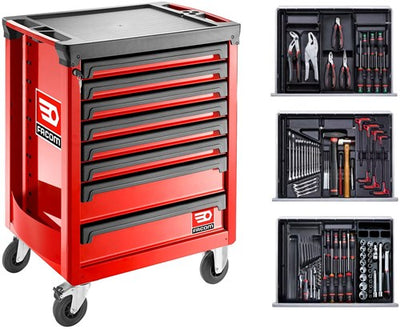 Facom Spotlightbnl roll.8m3a chariot à outils rempli rouge - Spotlightbnl