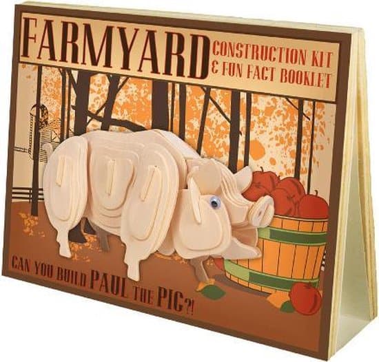 Ensemble de construction de porc en bois