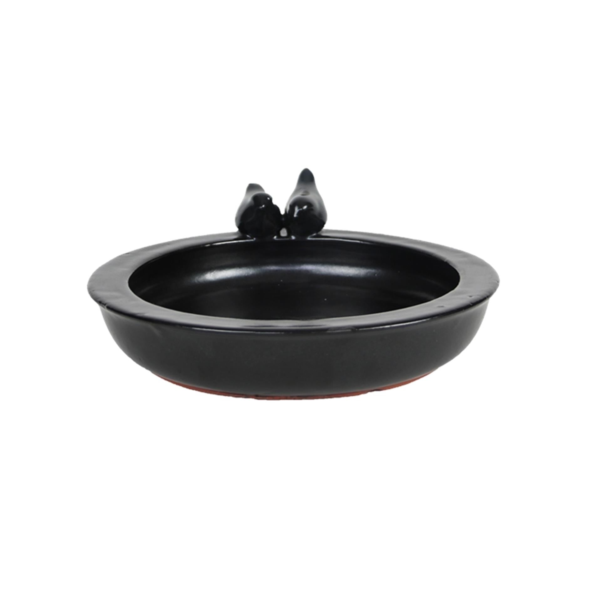 Esschert design bain d'oiseaux en céramique gris