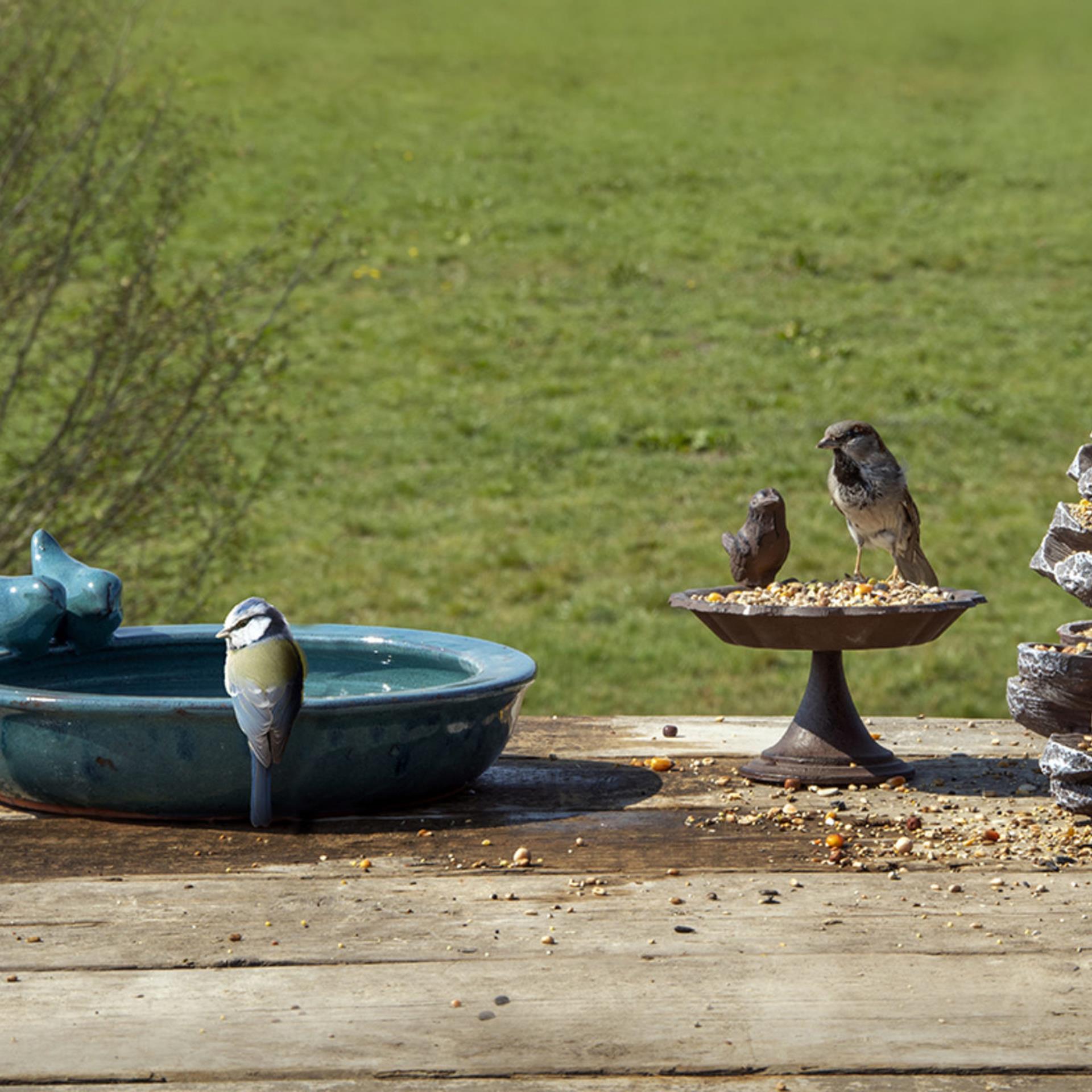 Esschert design bain d'oiseaux en céramique essence