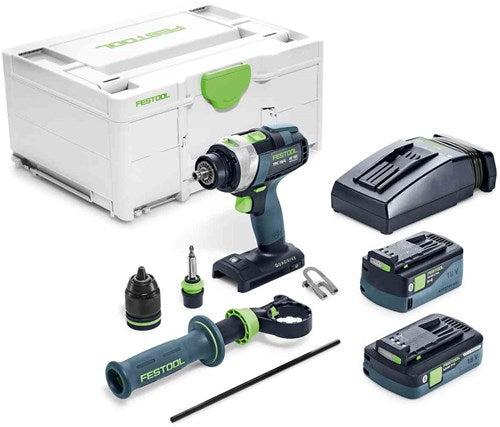 Festool tpc 18 4 5.0 4.0 i-plus | Perceuse à percussion sans fil quadrive 18v en systainer (1x batterie 5,0ah + 1x batterie 4,0ah + chargeur rapide TCL 6) - 577651