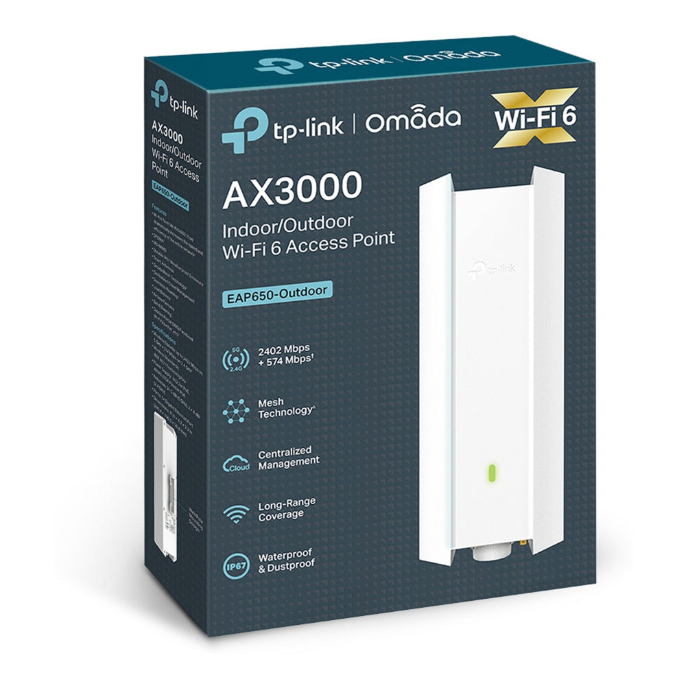 Tp-link omada eap650-outdoor ax3000 wifi 6 point d'accès (blanc, poe)