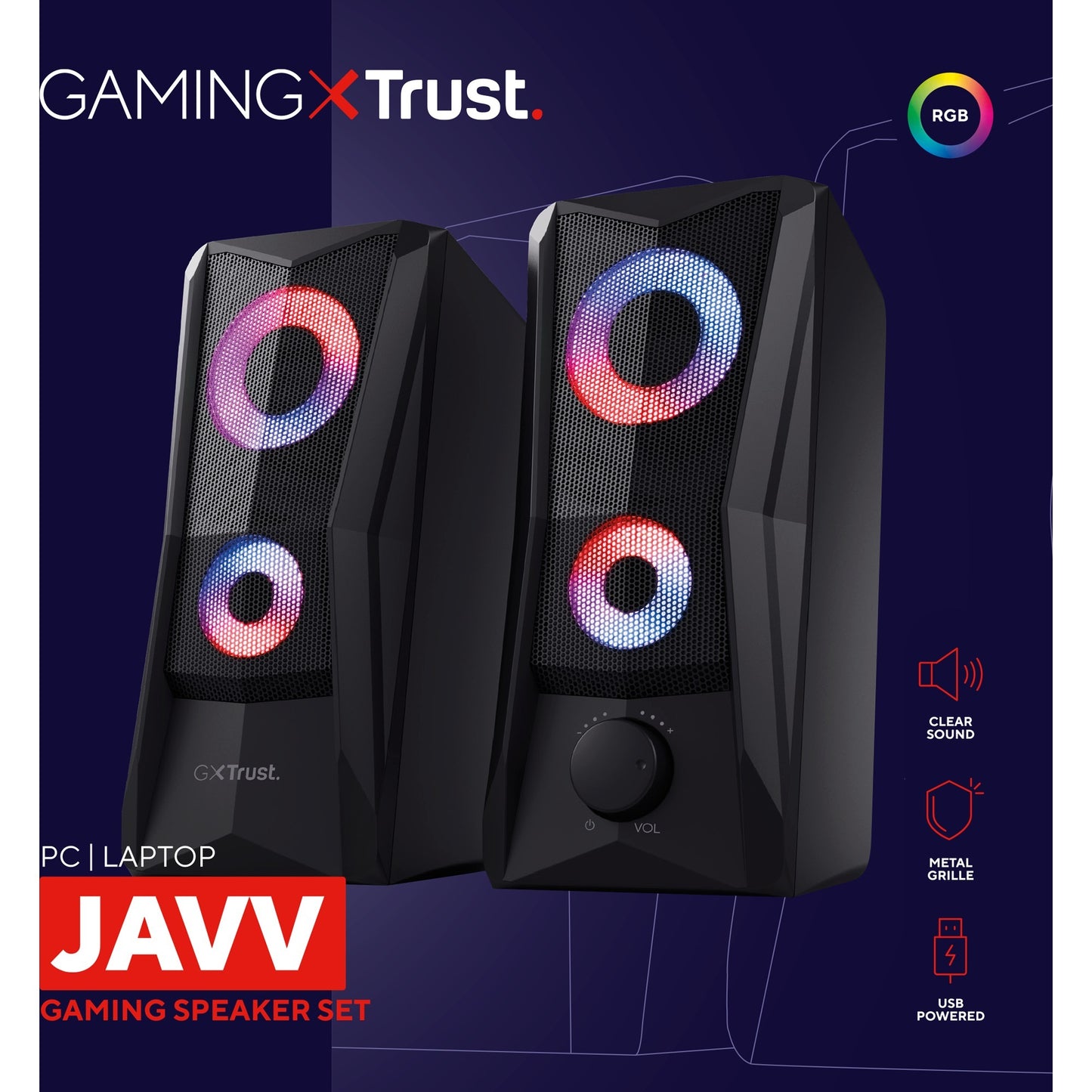 Trust GXT 606 Javv RVB a allumé 2,0 haut-parleur