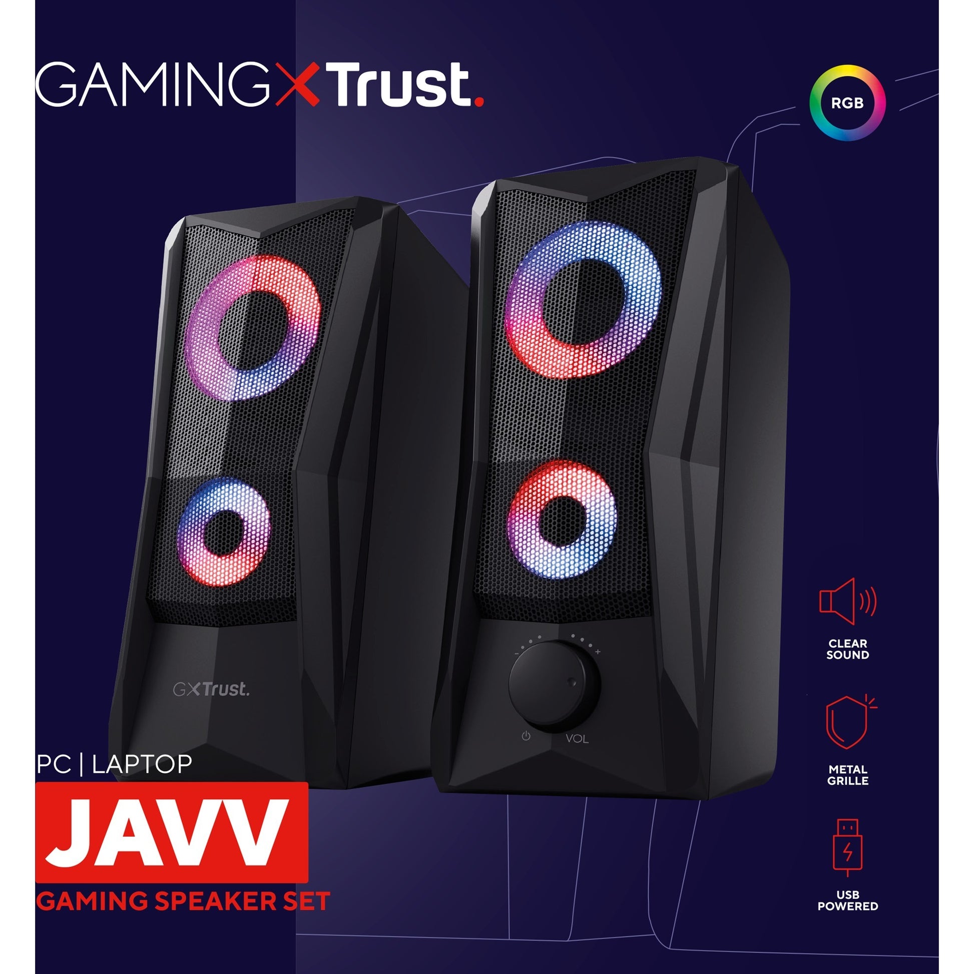 Trust GXT 606 Javv RVB a allumé 2,0 haut-parleur