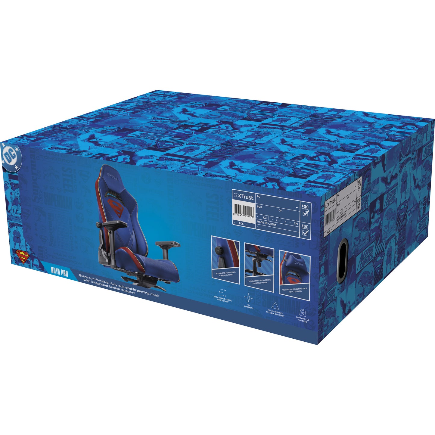Trust GXT 721SM Ruya Pro Premium Chaise de jeu confortable (Bleu Rouge)