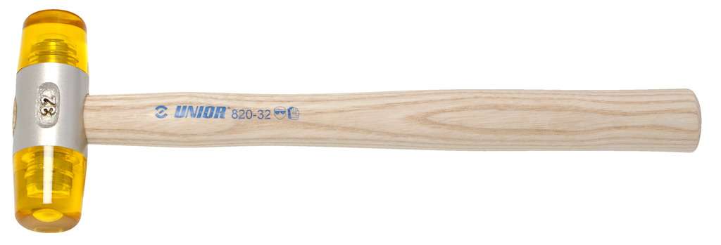 Marteau à face souple Unior Tools 820a avec manche en bois et têtes interchangeables