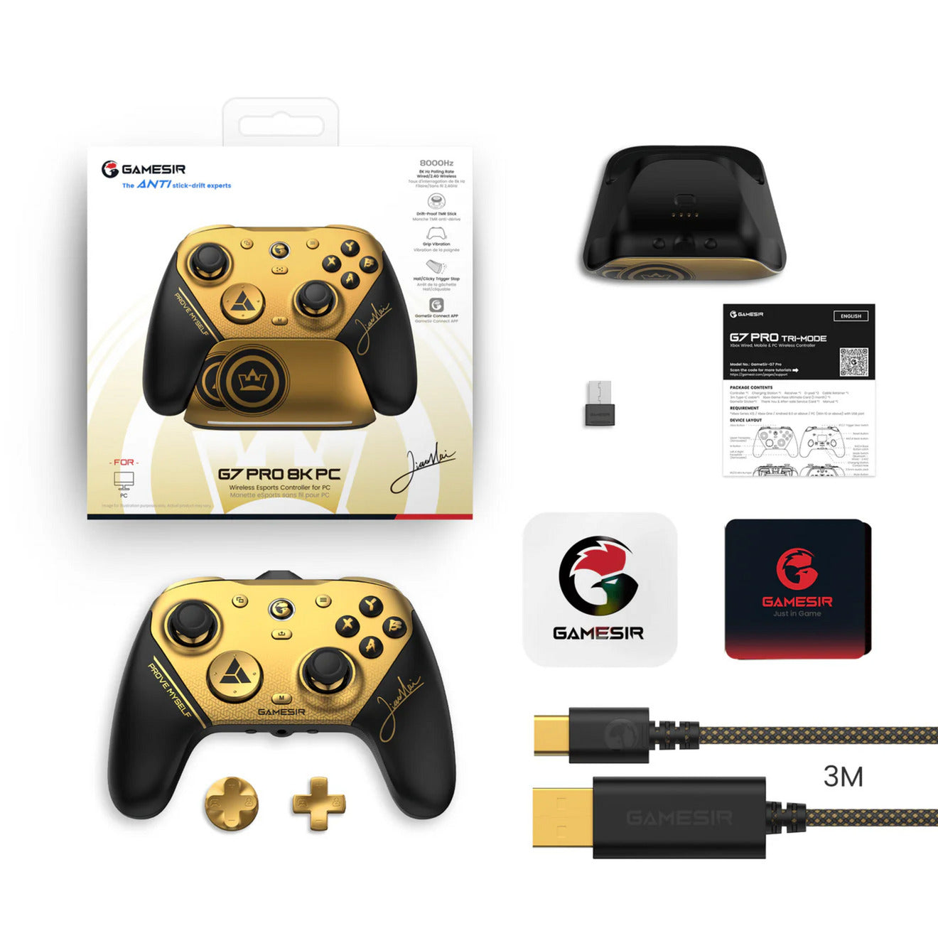 Gamesir g7 pro 8k pc - manette de jeu édition champion (or noir)
