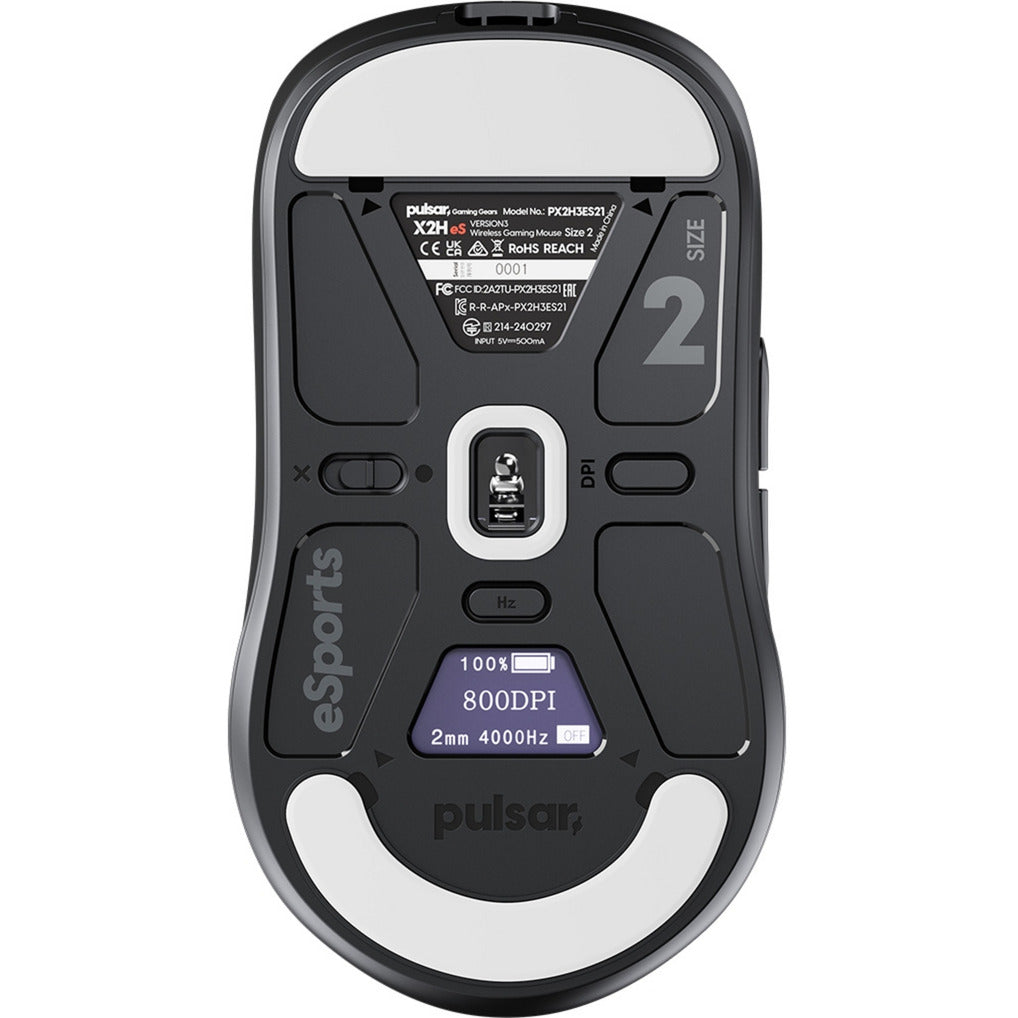 Pulsar x2h v3 es souris de jeu sans fil moyenne (noir, 32000 dpi, 8k)