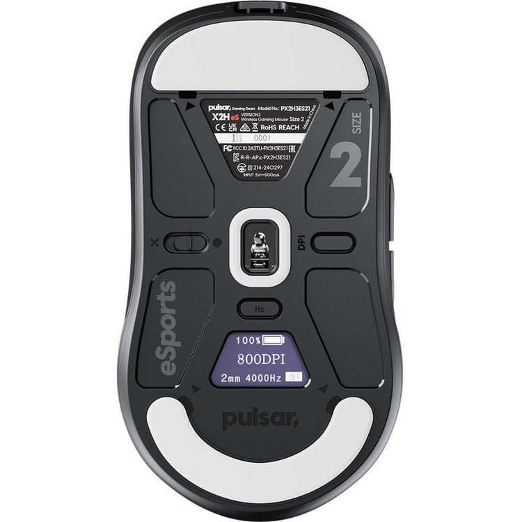 Pulsar x2h v3 es souris de jeu sans fil moyenne (noir, 32000 dpi, 8k)