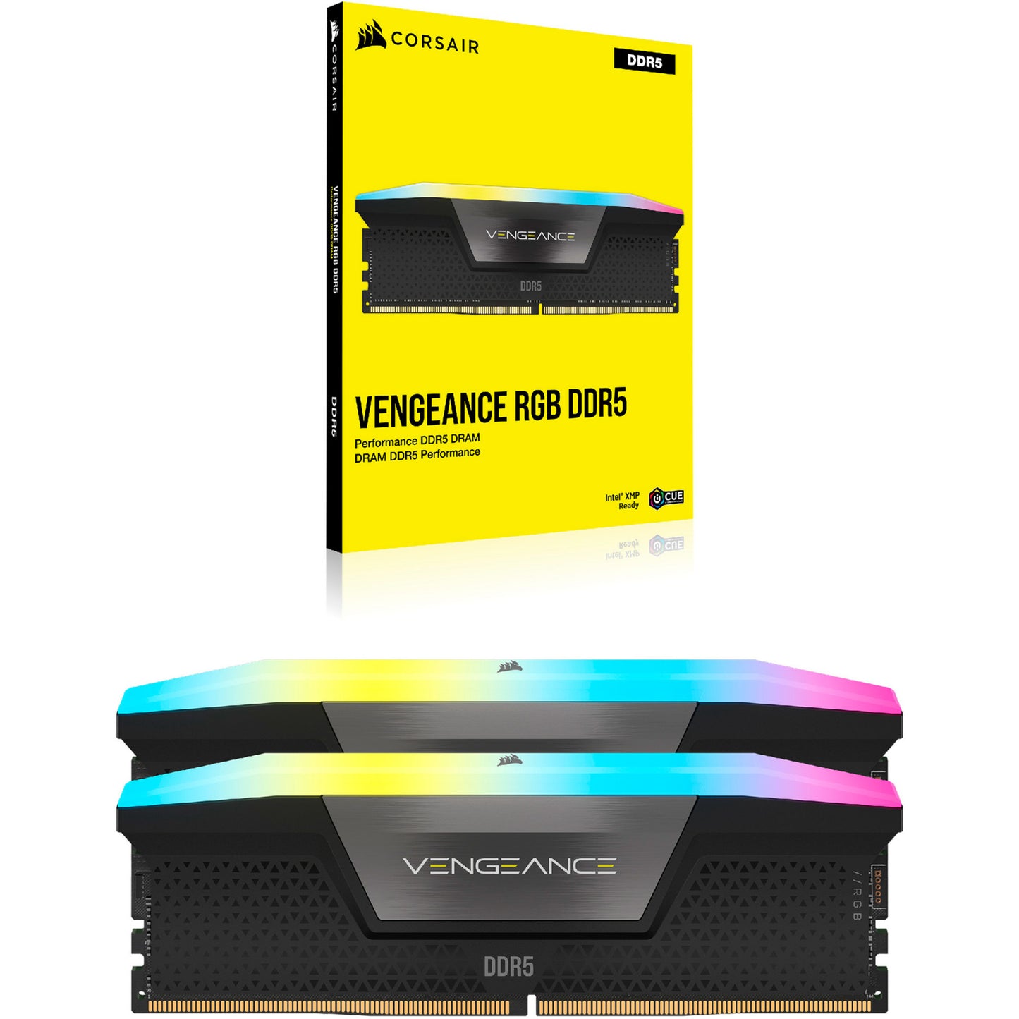 Corsair Vengeance RGB 32 Go DDR5-6000 (2x 16 Go) RAM (noir, cmh32gx5m2d6000z38, xmp, expo)
