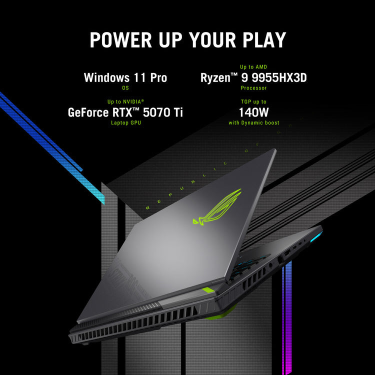 Ordinateur portable de jeu Asus ROG Strix G16 G614pp-S5032W 16 (Gris | R9 8940HX | RTX 5070 | 16 Go | SSD 1 To)