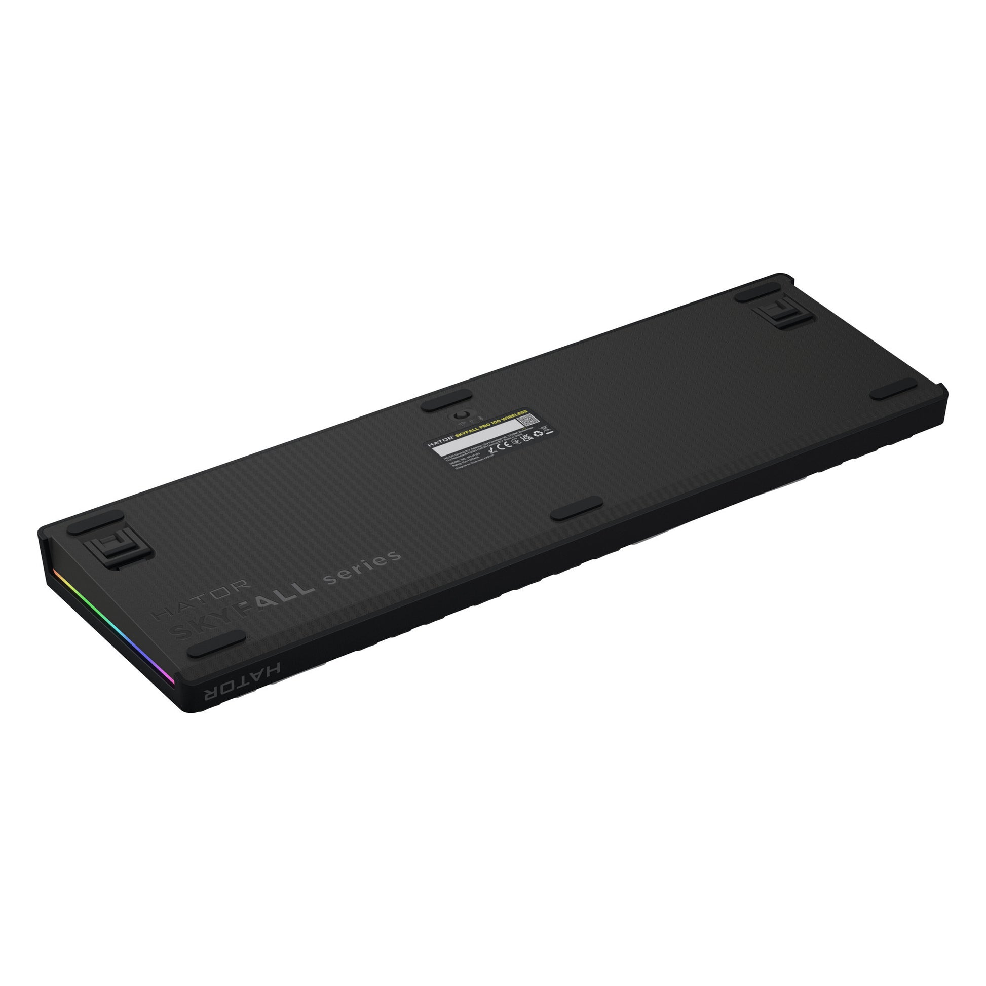 Hator skyfall pro sans fil, clavier de jeu (noir, disposition américaine, hator aurum vanille silencieux, RVB, pbt double-shot, échange à chaud, bluetooth usb-c 2,4 GHz)