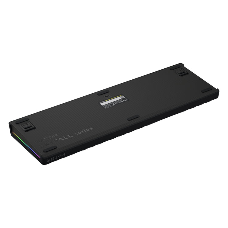Hator skyfall pro sans fil, clavier de jeu (noir, disposition américaine, hator aurum vanille silencieux, RVB, pbt double-shot, échange à chaud, bluetooth usb-c 2,4 GHz)