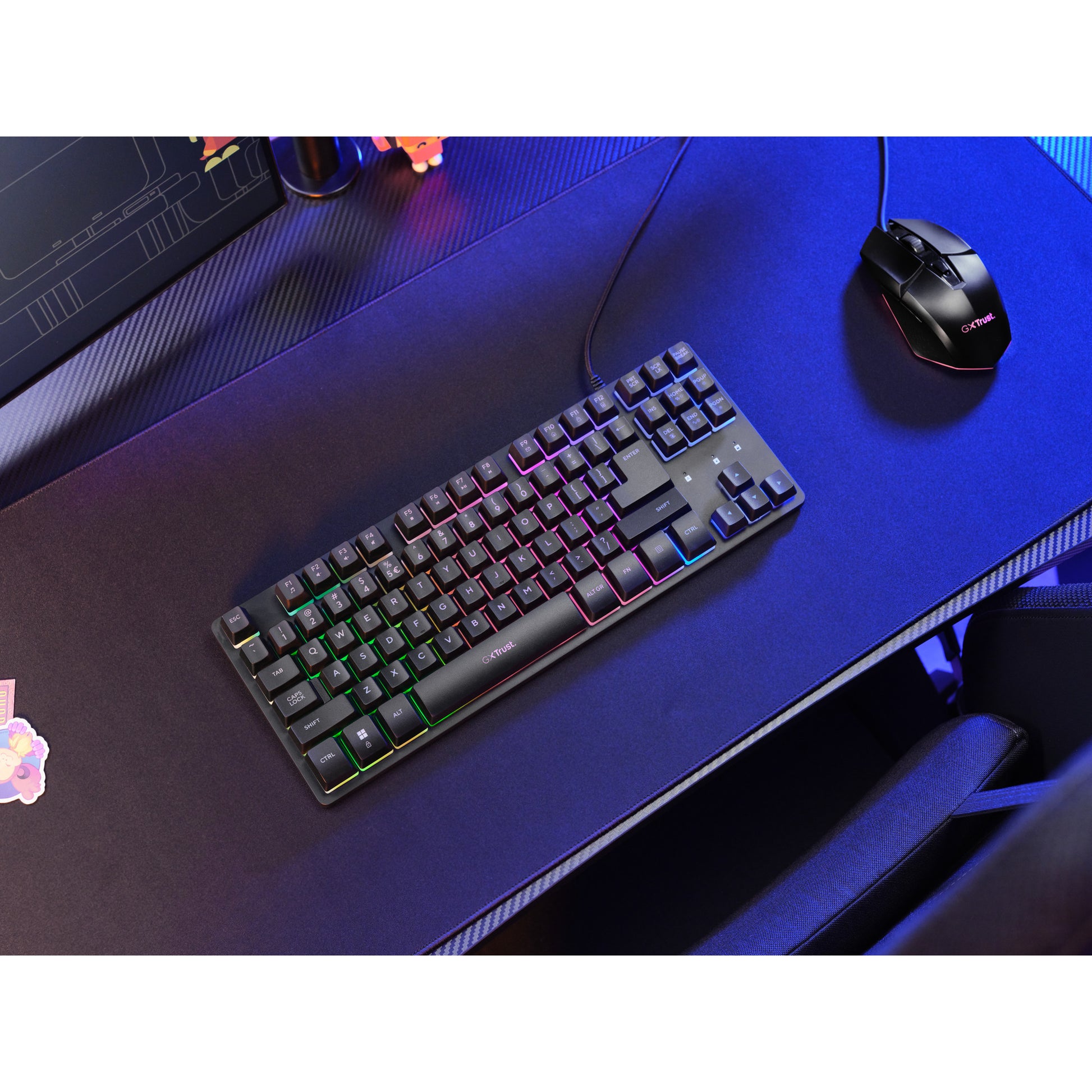 Clavier Trust GXT 833 Thado avec éclairage TKL, clavier de jeu (noir, disposition américaine, 80 % (TKL), RVB)