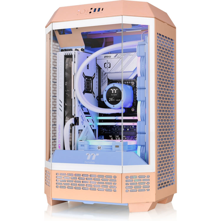 Thermaltake the tower 300 - boîtier mini tour pêche fuzz (pêche | 3x USB-A | verre trempé)
