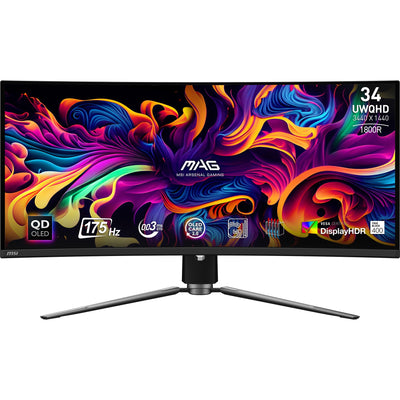 Moniteur de jeu ultra-large incurvé MSI Mag 341CQP QD-OLED 34 (noir, 2x HDMI, Display Port, 2x USB-A, USB-B, USB-C, 175 Hz)