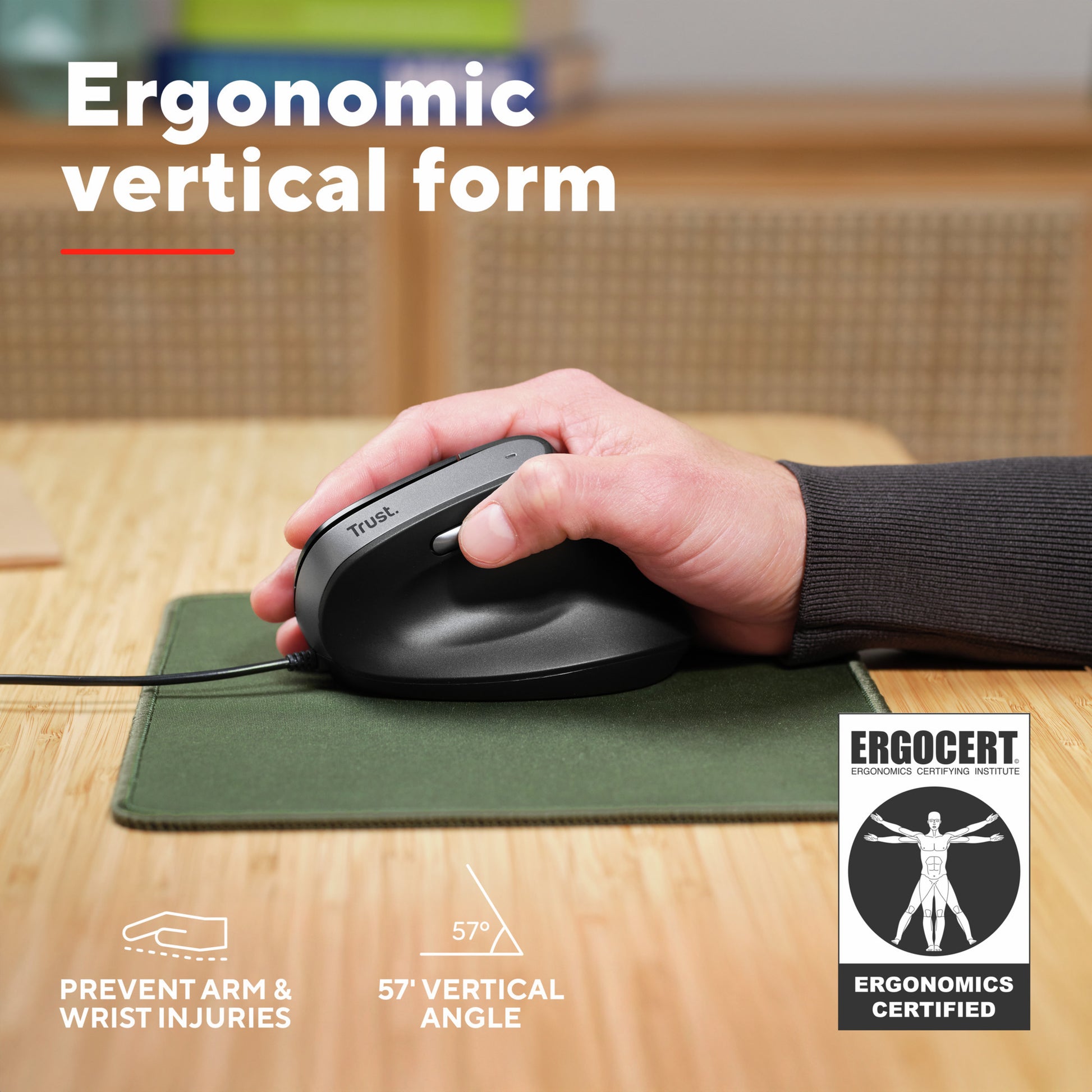 Souris ergonomique Trust bayo ii (noir, 800 dpi - 2 400 dpi)
