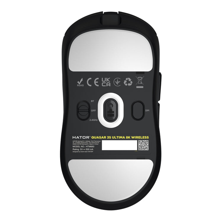 Hator Quasar 3S Ultima 8K Souris de jeu sans fil (noir, 30 000 DPI, Bluetooth USB 2,4 GHz)