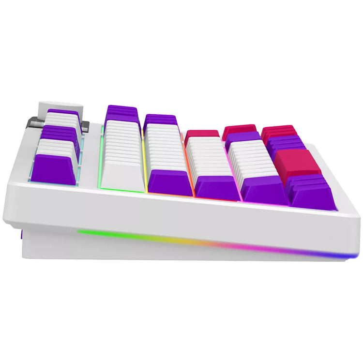 Lorgar kbp70tklw, clavier de jeu (blanc, disposition américaine, logar toxique violet, tkl, rvb, échangeable à chaud, pbt double-shot, bluetooth 2.4ghz usb)