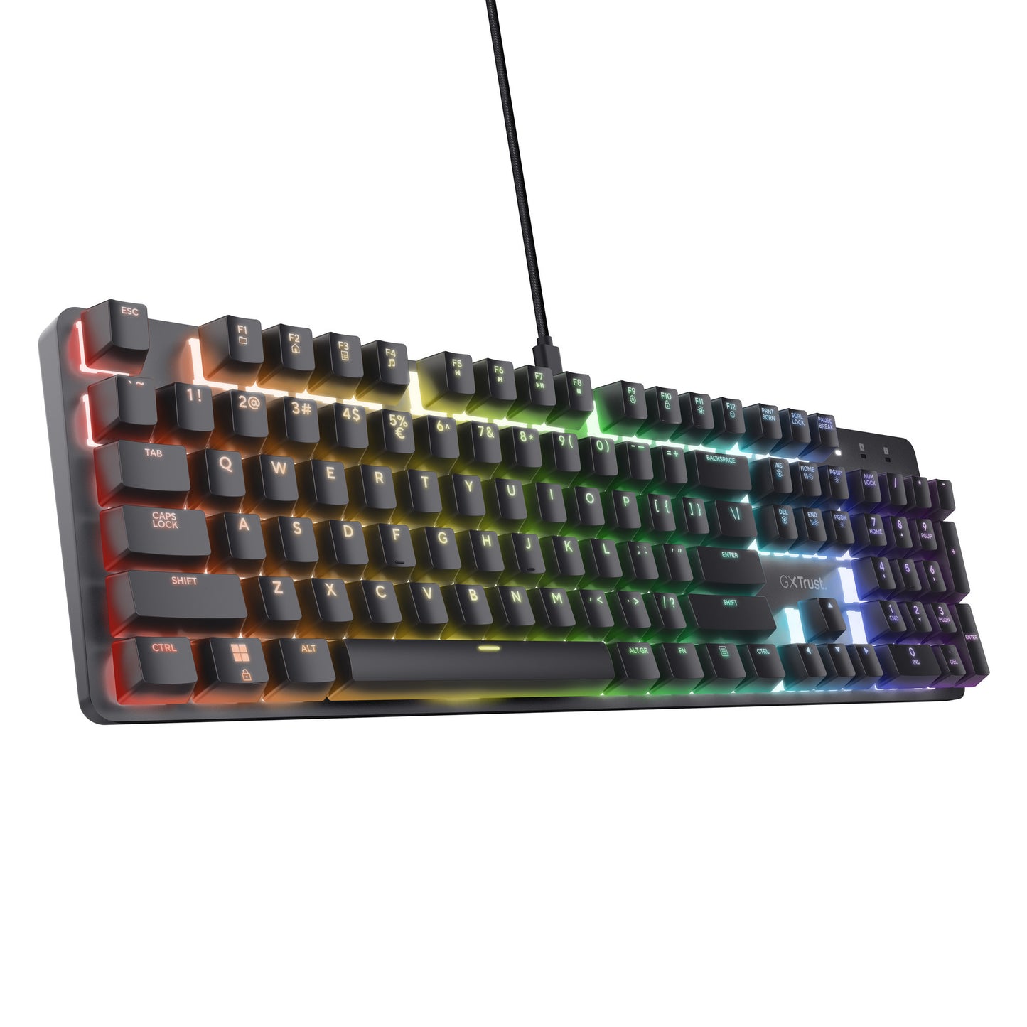 Trust GXT 871 Zora Clavier de jeu mécanique, clavier de jeu (noir, disposition américaine, rouge Huano)
