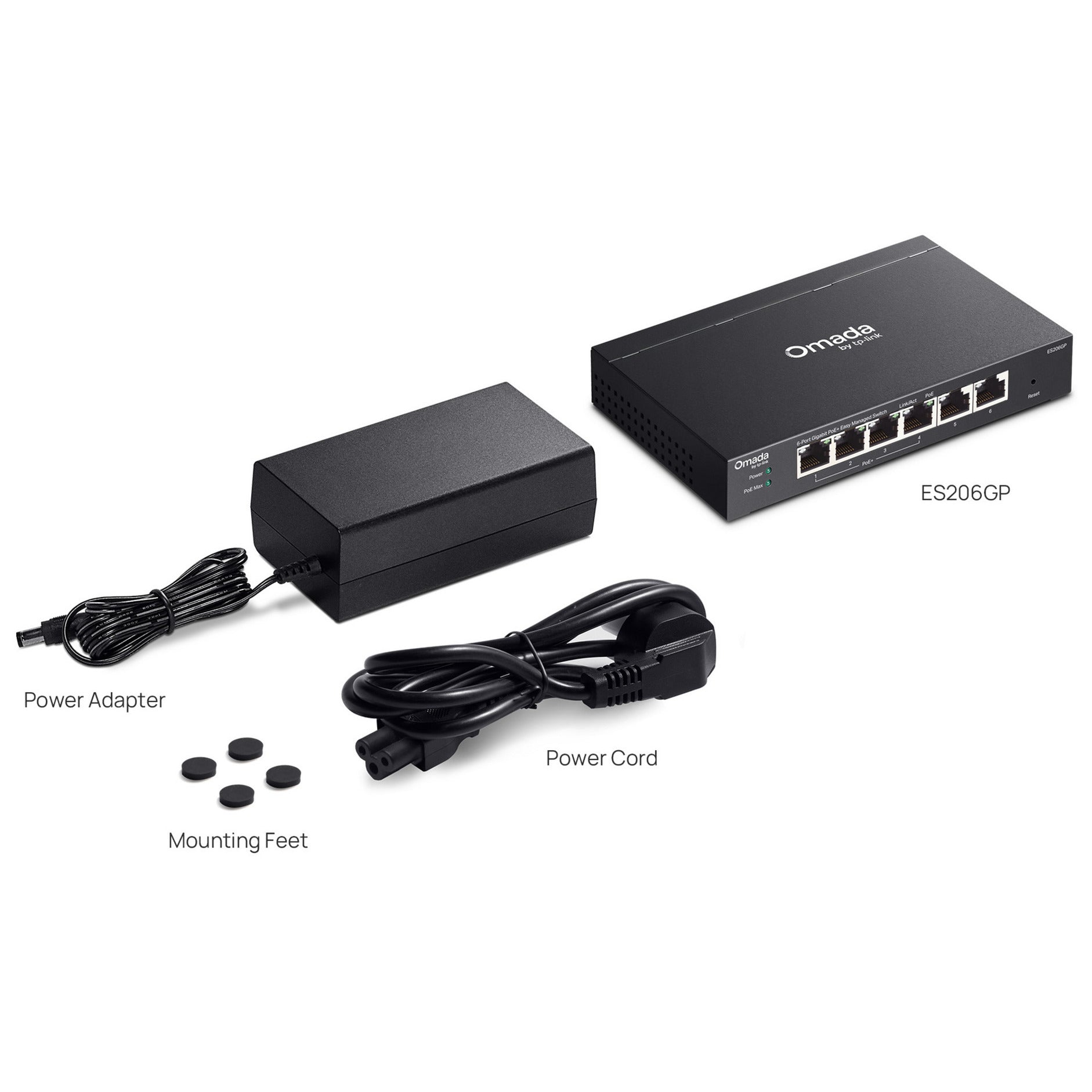 Commutateur tp-link omada es206gp (noir, 4x poe+)