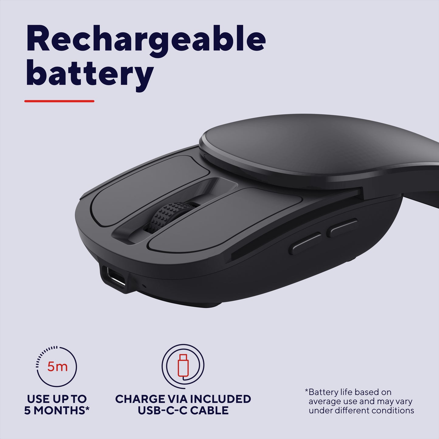 Souris de poche portable et rétractable Trust zylo (noir, 1 000 - 2 400 dpi)