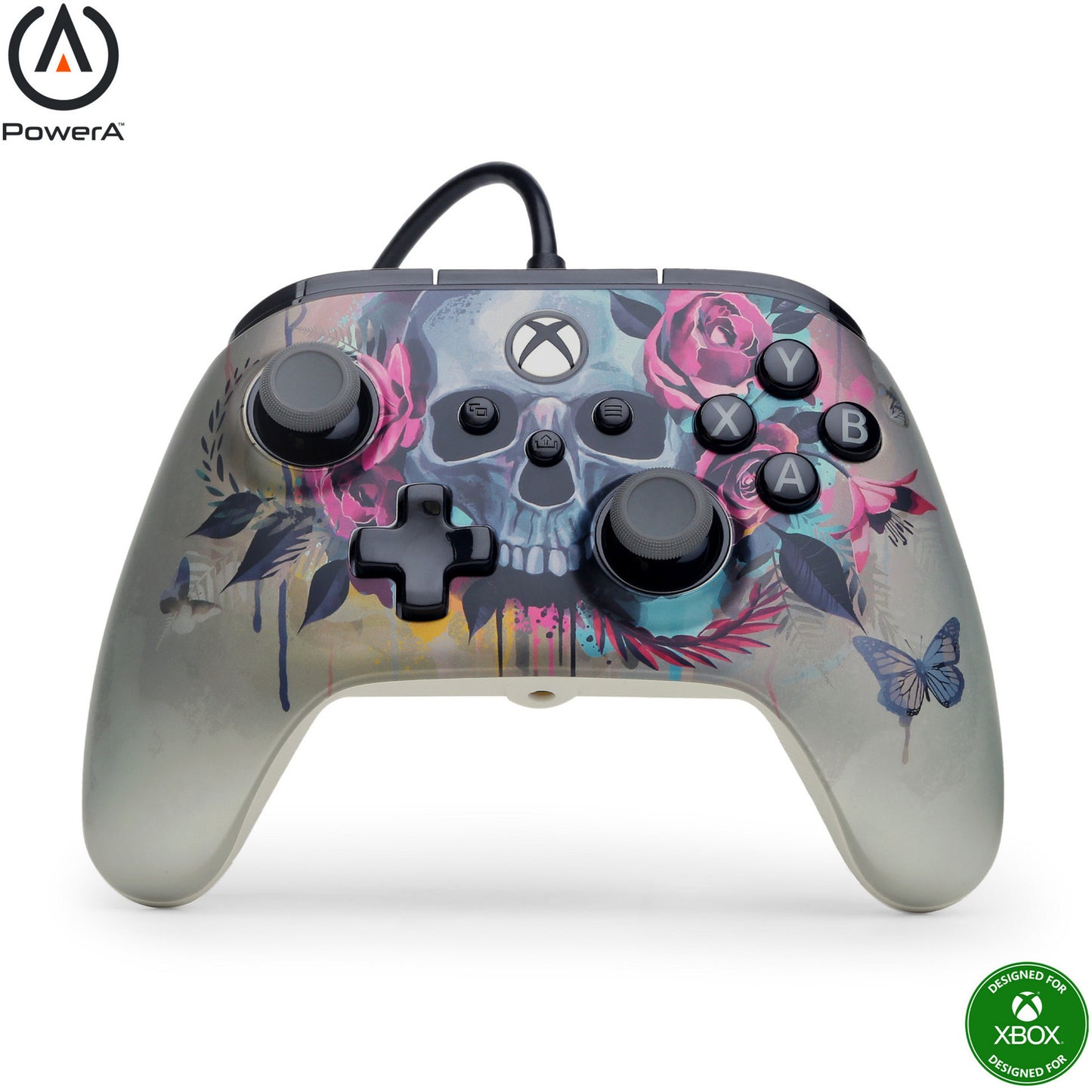 Manette filaire Powera Advantage Plus pour Xbox Series X|s - Bloom Gloom (argent, Xbox Series X|s, Xbox One, PC)
