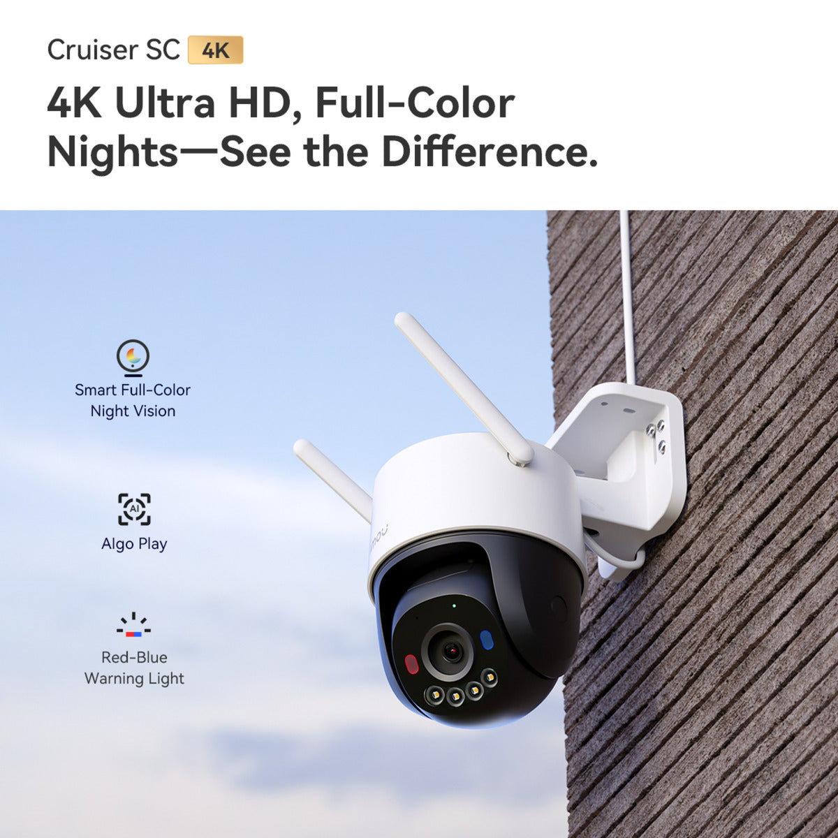 Caméra de sécurité Imou cruiser sc 4k (blanc, 8 mp (3840x2160), poe, wifi 6)