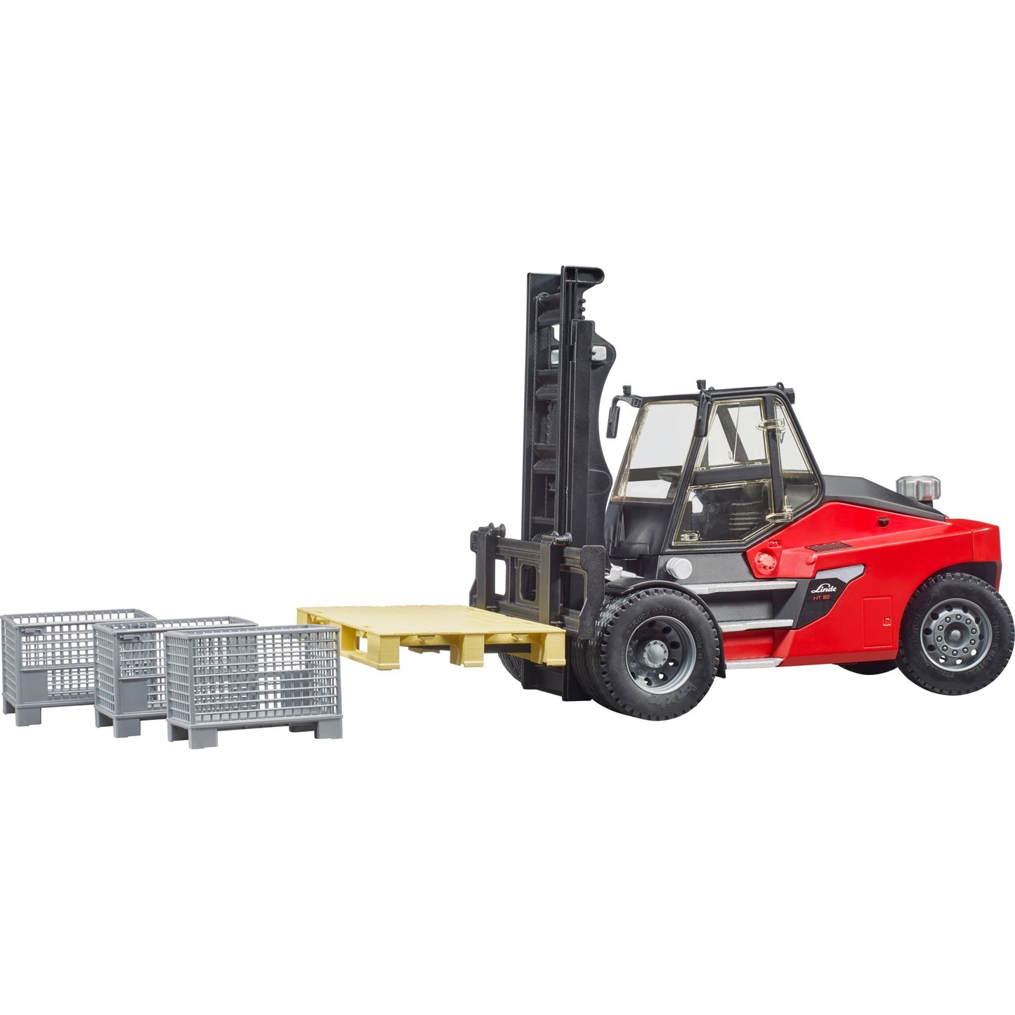 Bruder Linde HT160S Forklift avec palette et 3 cages de palette