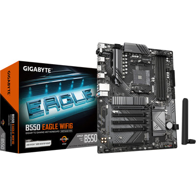 Carte mère Gigabyte B550 Eagle WiFi6 Socket AM4 (gris noir, RAID, GB-LAN, WiFi 6, BT, Sound, ATX)