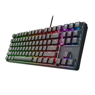 Trust GXT 864 Cada Clavier de jeu mécanique compact TKL, clavier de jeu (noir, disposition américaine, Huano Brown, RVB)