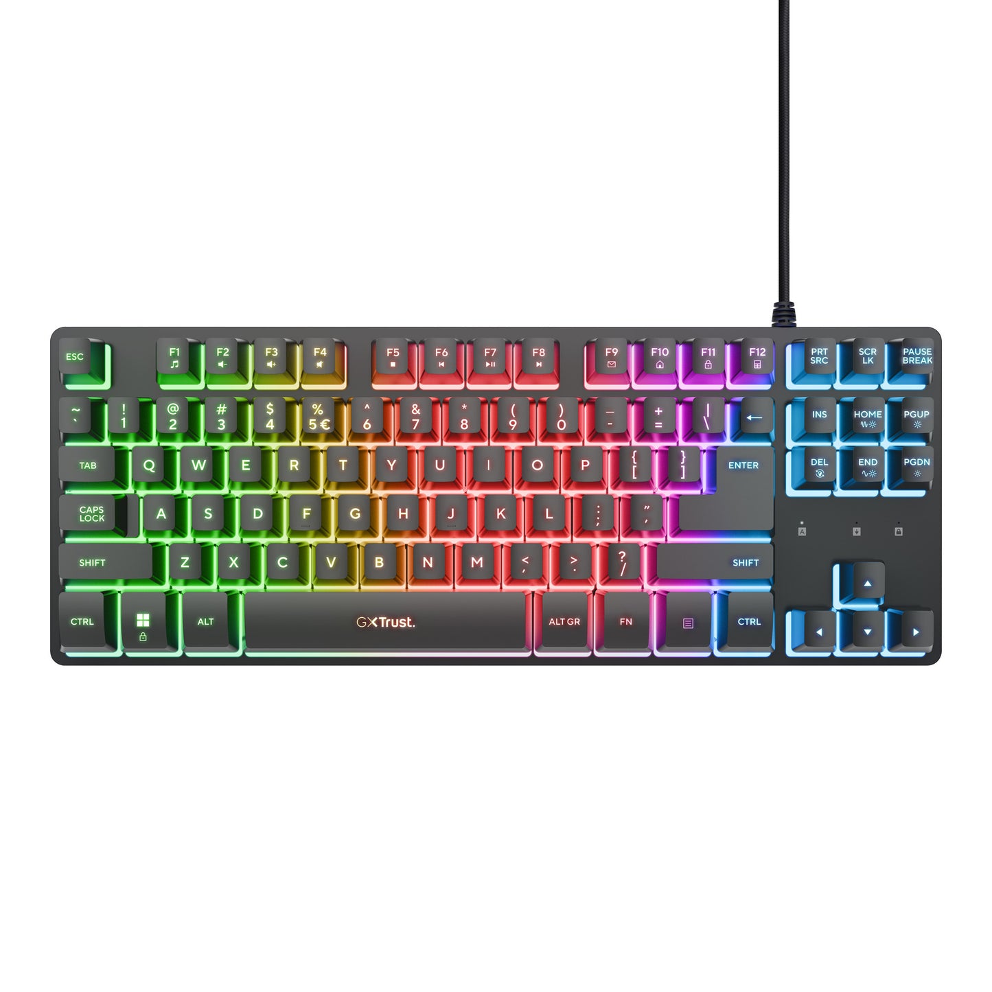 Clavier Trust GXT 833 Thado avec éclairage TKL, clavier de jeu (noir, disposition américaine, 80 % (TKL), RVB)