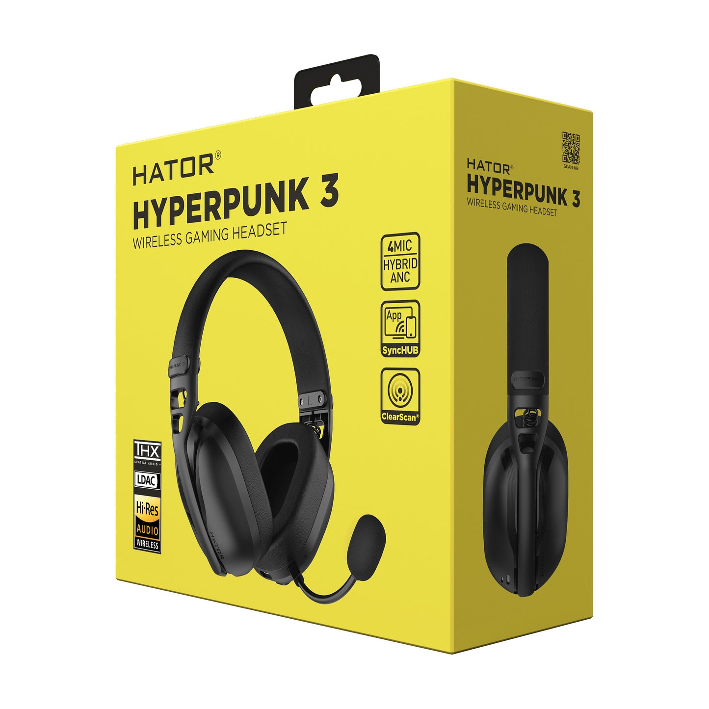Hator hyperpunk 3 casque de jeu sans fil (noir, 2,4 GHz Bluetooth 5.4 USB-C)