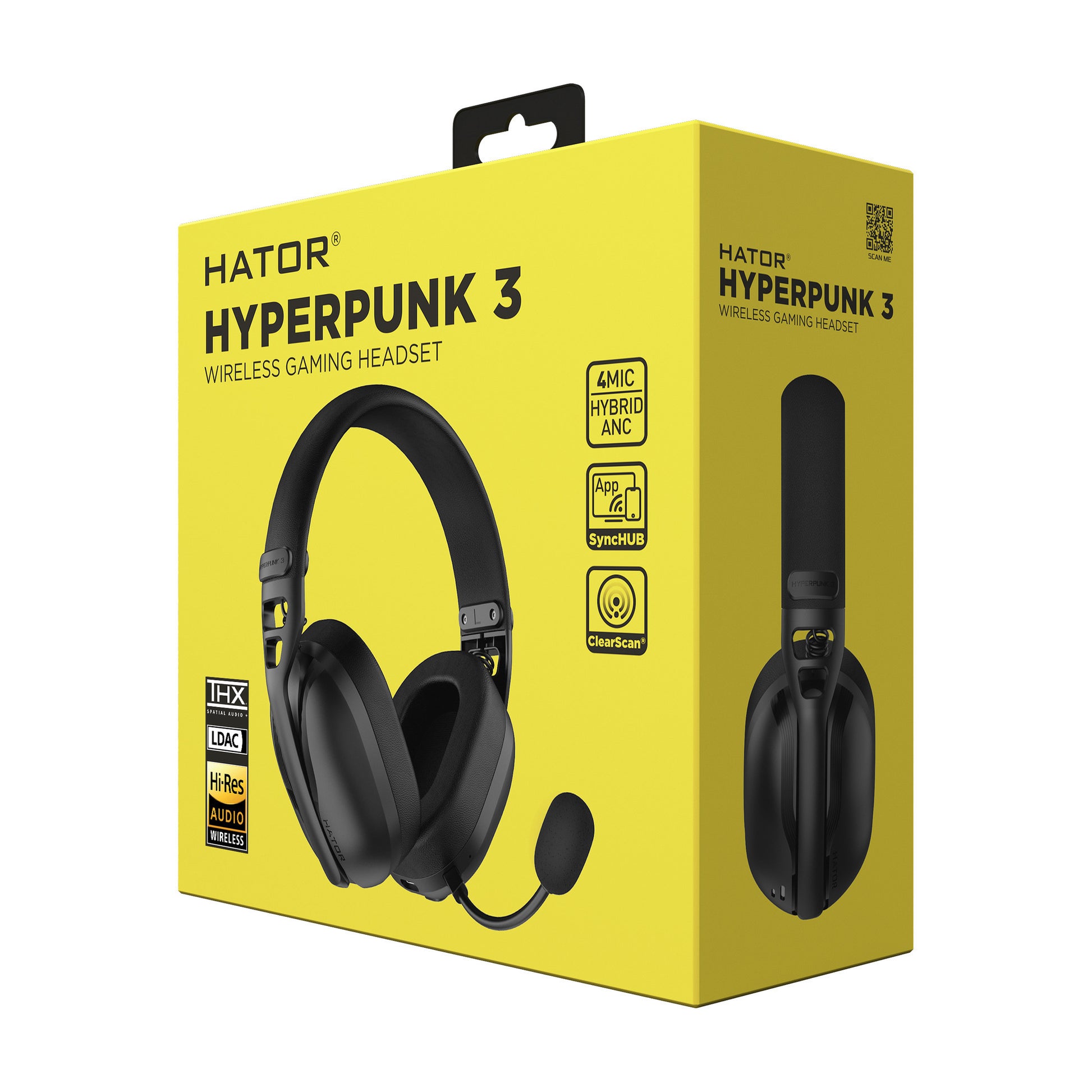Hator hyperpunk 3 casque de jeu sans fil (noir, 2,4 GHz Bluetooth 5.4 USB-C)