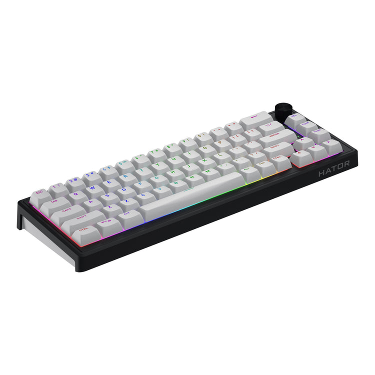 Hator skyfall sans fil, clavier de jeu (noir, disposition américaine, hator aurum sterling, 65 %, RVB, ABS double injection, échange à chaud, Bluetooth USB-C 2,4 GHz)
