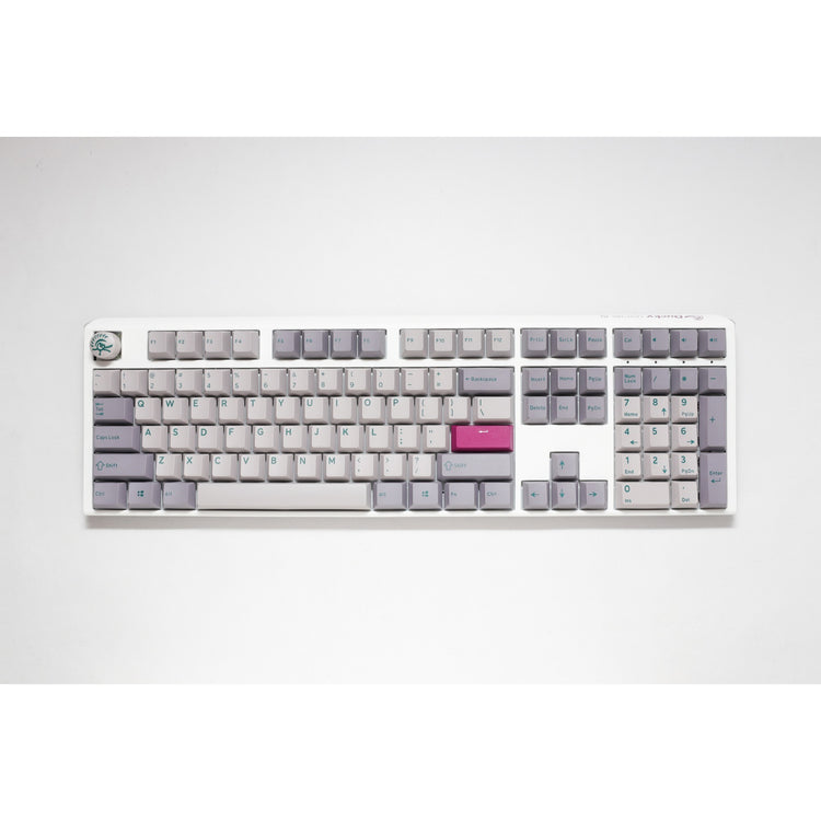 Ducky one 3 mist gray, clavier (gris clair, disposition américaine, rouge cerise mx, led rgb, pbt double-shot, remplaçable à chaud, mécanique charlatan)