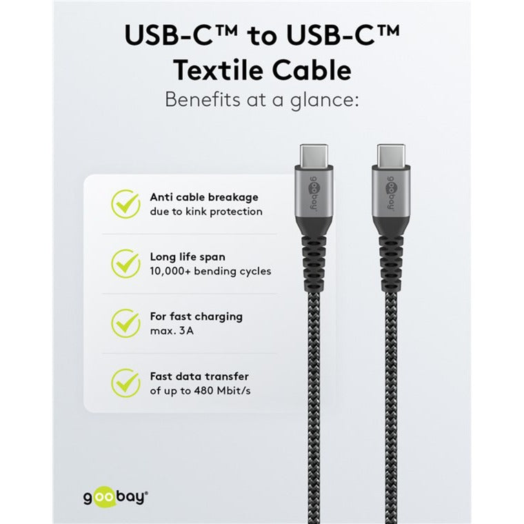 GOOBAY USB-C Snell Charger Nano (65 W) et câble textile USB-C