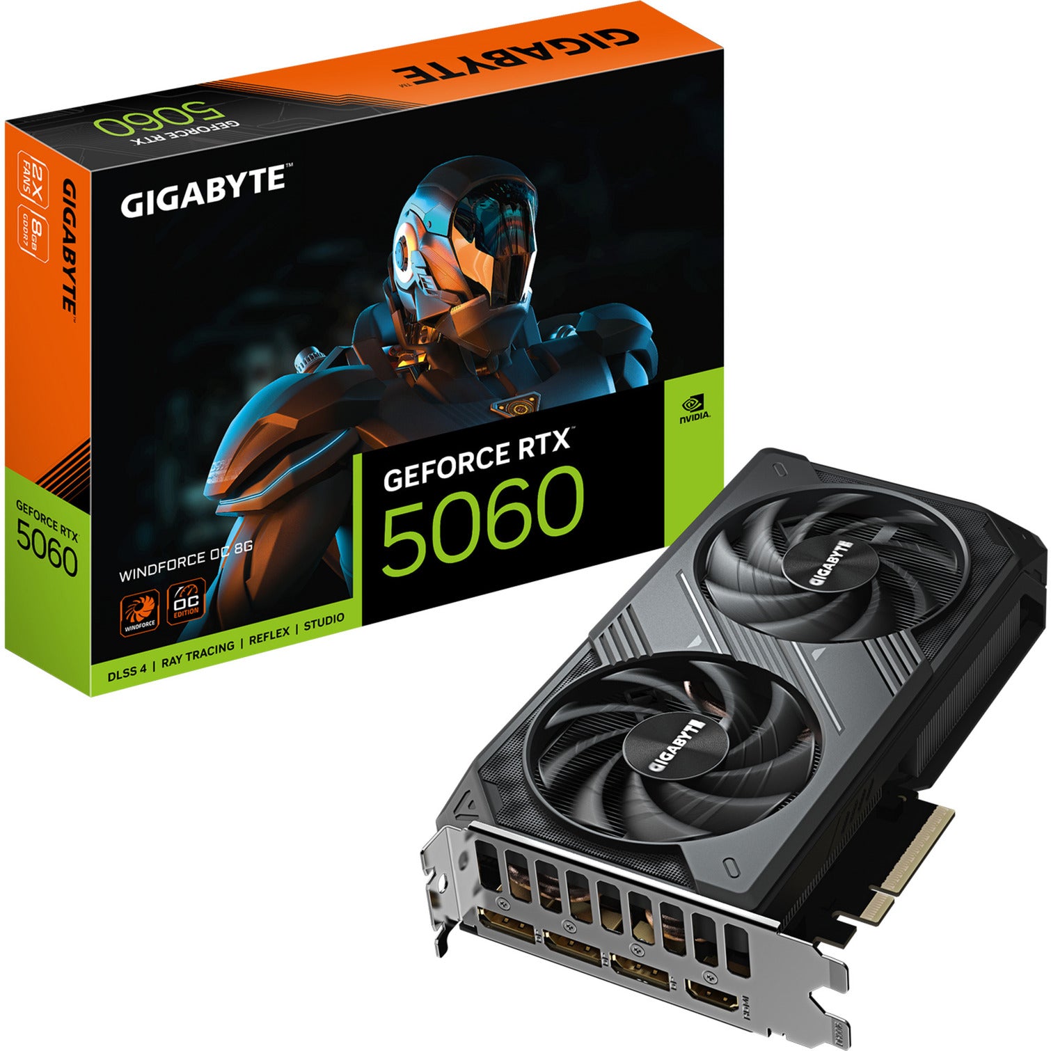 Carte graphique Gigabyte GeForce RTX 5060 Wind Force OC 8G (3x Display Port, 1x HDMI, DLSS 4)
