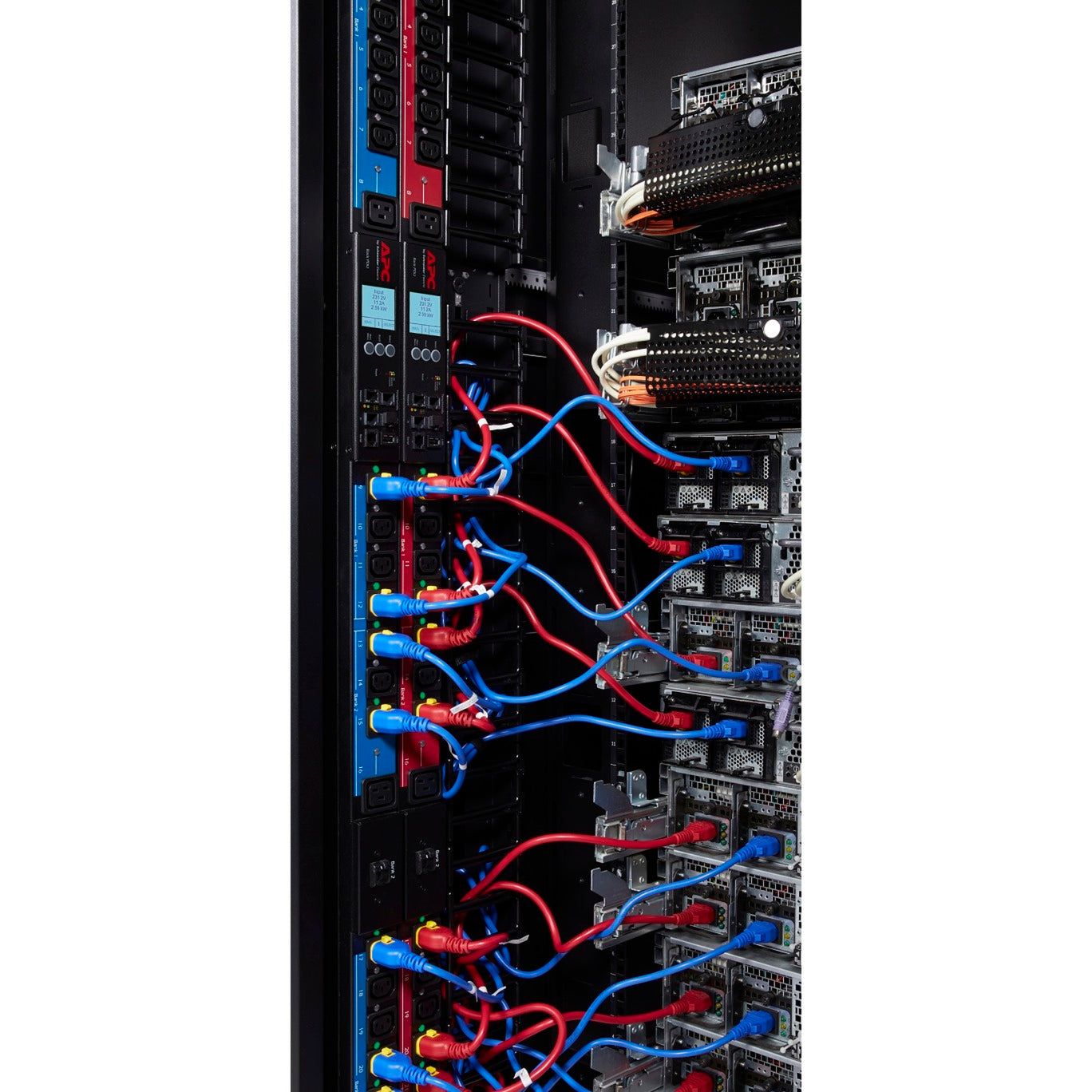 Apc ap8681redx667 - pdu commuté mesuré par prise (noir rouge, 0h, 400v, (21x) c13 (3x) c19, prise triphasée IEC 309 16a)