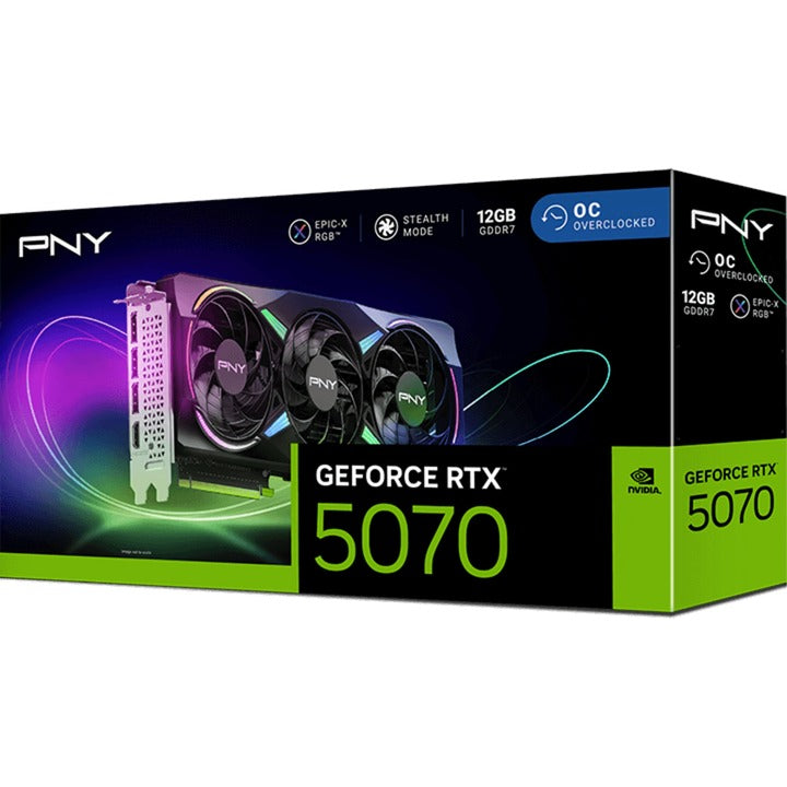 Carte graphique Pny Geforce RTX 5070 Arbb OC (DLSS 4, 3x Display Port, 1x HDMI 2.1)