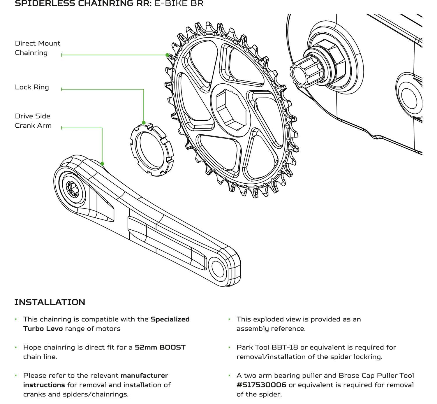 Hope r22 plateau de vélo électrique montage direct brose spécialisé