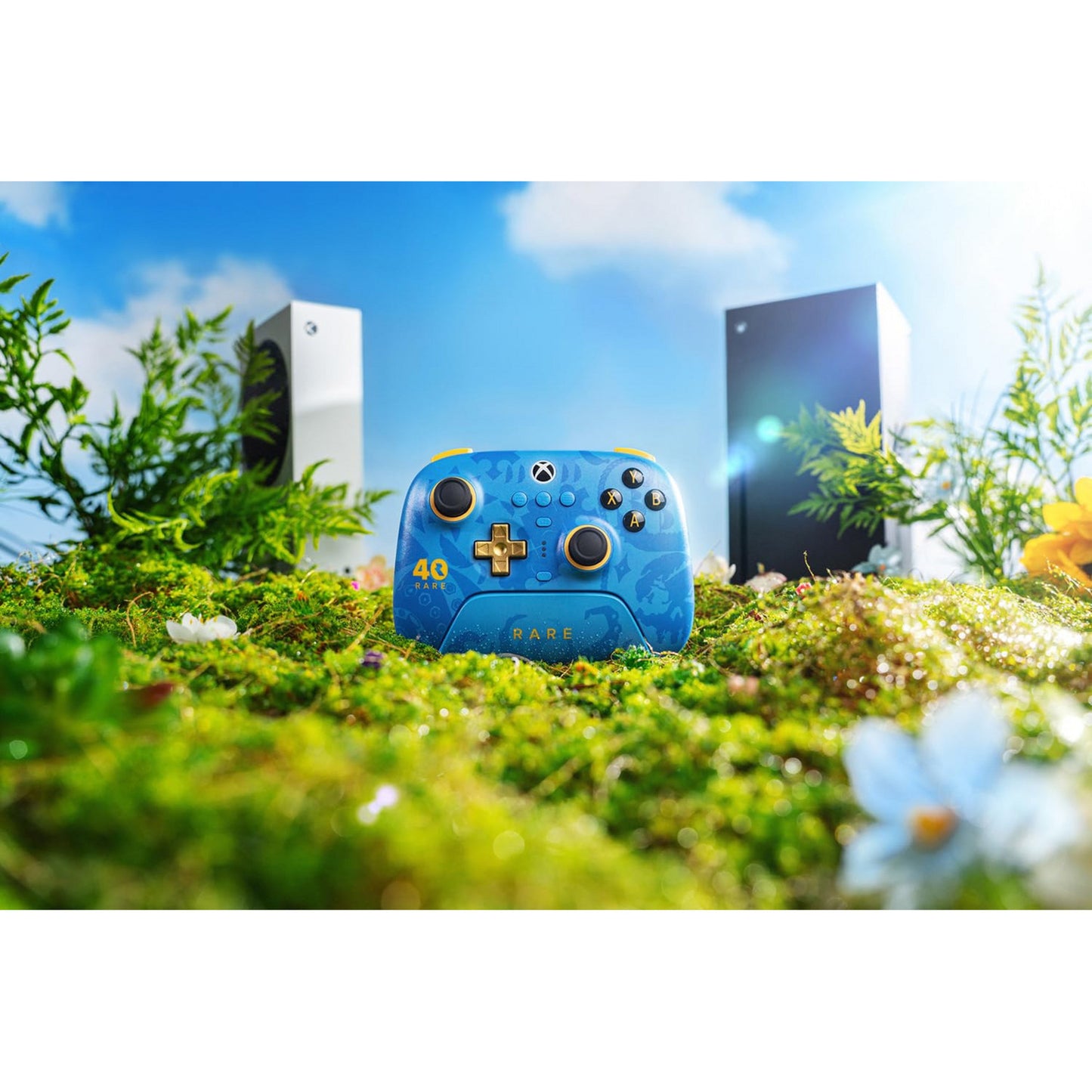 Contrôleur ultime 3 modes 8bitdo pour Xbox - édition rare du 40e anniversaire (or bleu, Xbox Series X|s, Xbox One, PC, Bluetooth USB-C 2,4 GHz)