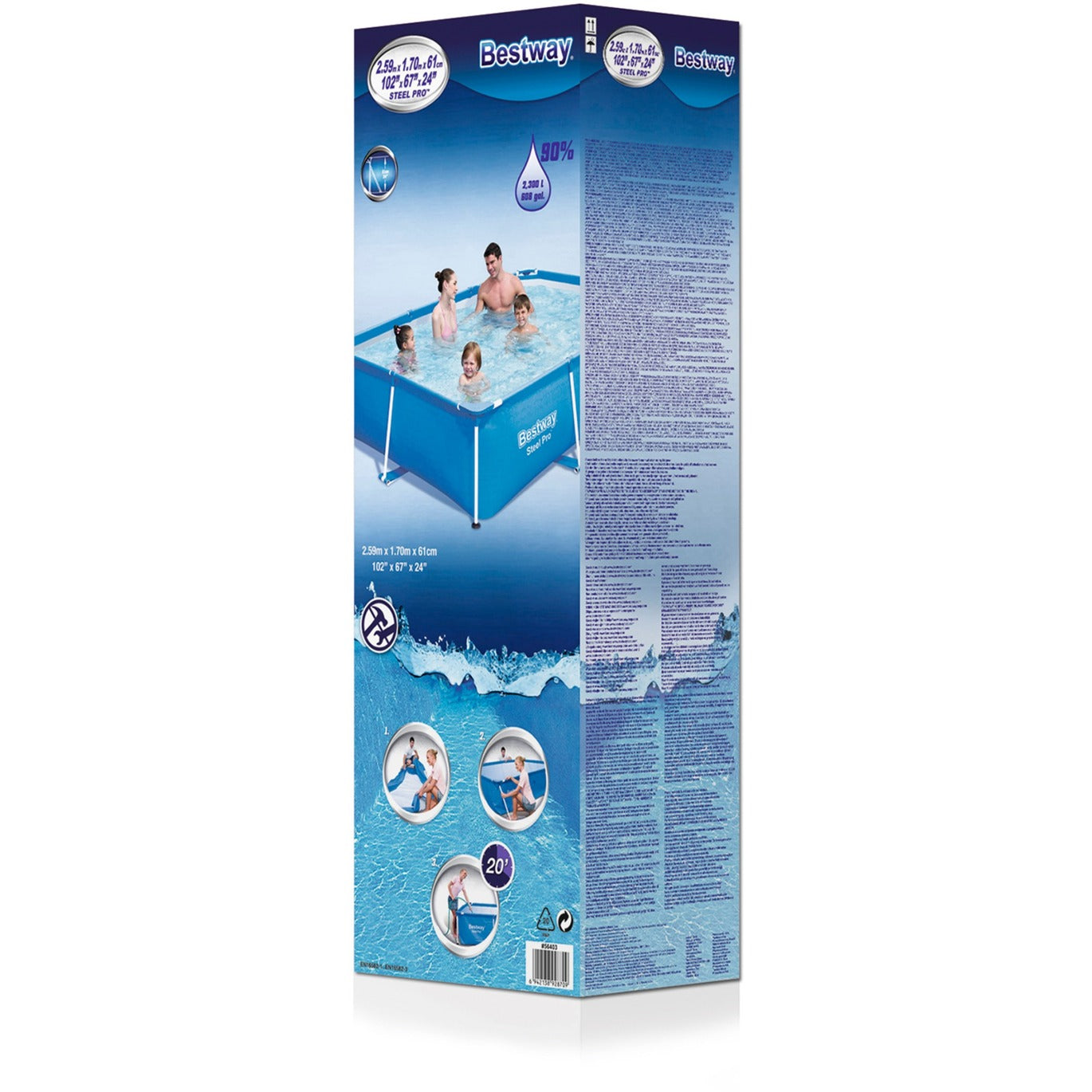 Bestway en acier piscine 259 x 170 x 61 cm