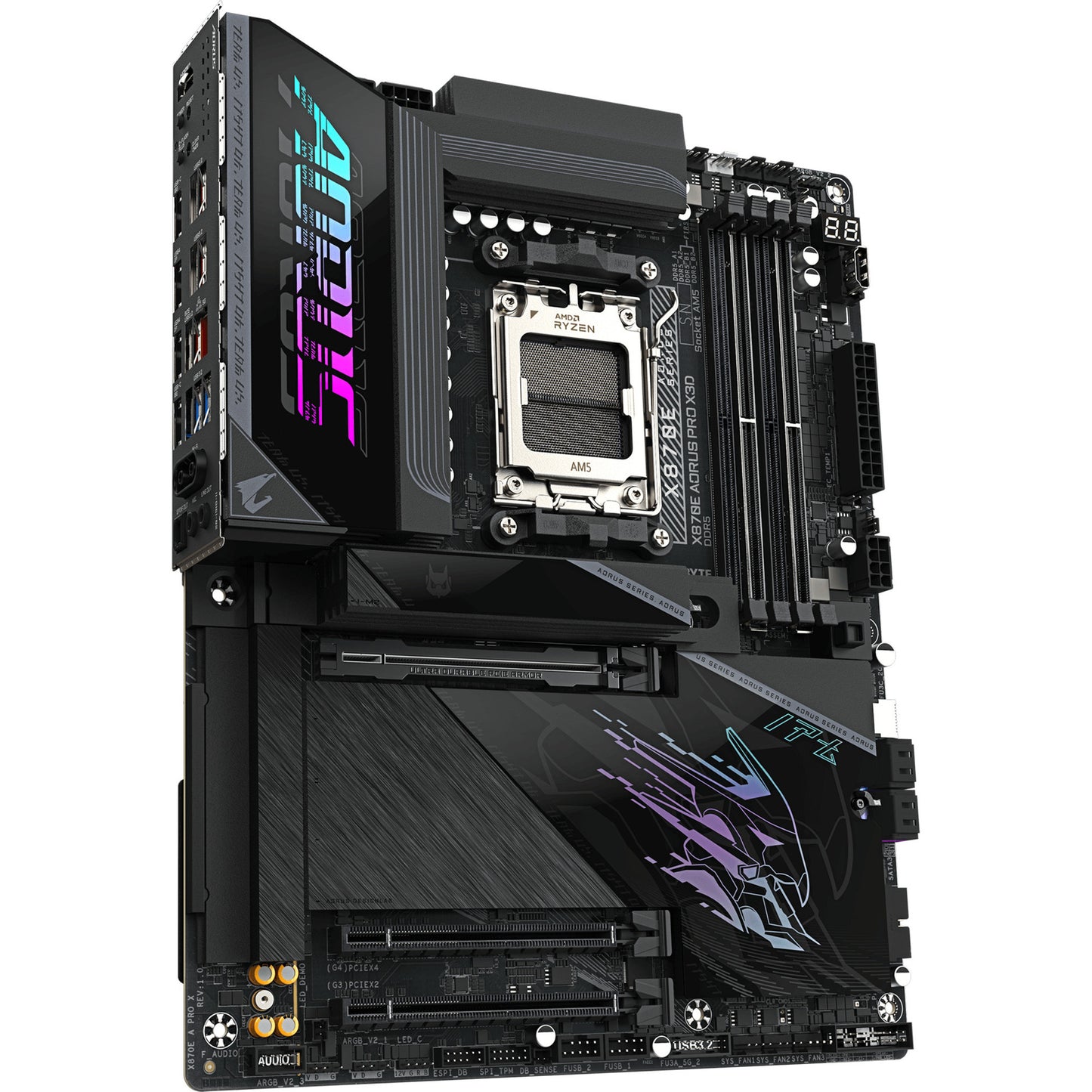 Carte mère Gigabyte x870e aorus pro x3d socket am5 (noir, raid, 5 Go-lan, wi-fi 7, BT, son, atx)