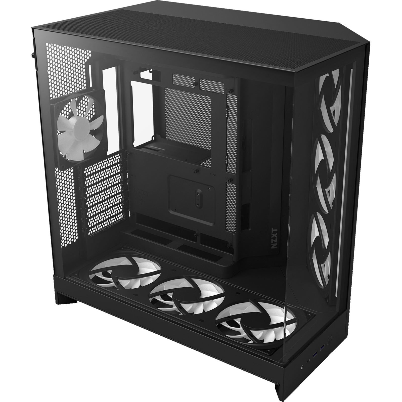 Boîtier tour midi Nzxt h9 flow rgb+ (noir (mat) | 2x usb-a | 1x usb-c | rgb | verre trempé)