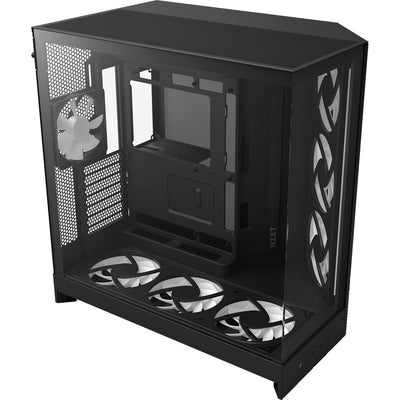 Boîtier tour midi Nzxt h9 flow rgb+ (noir (mat) | 2x usb-a | 1x usb-c | rgb | verre trempé)